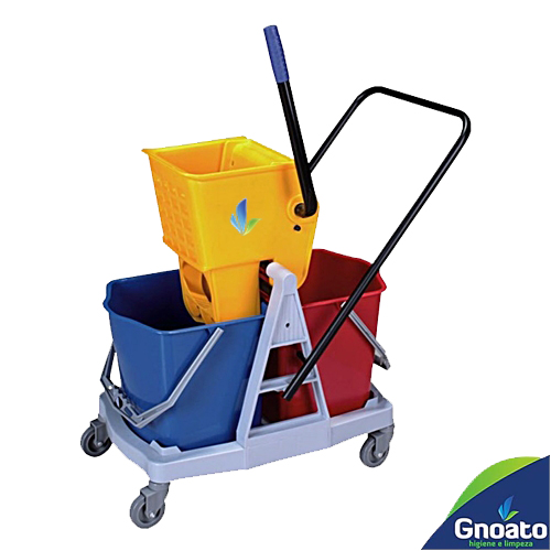 Carro Para Limpeza NOBRE Profissional 34 L 2 Águas-(02 Baldes e 01 Espremedor)