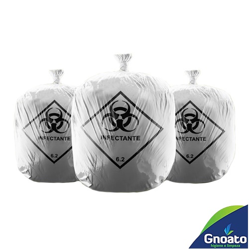 Saco Plastico Para lixo 30 L AZEPLAST Branco Infectante (59 CM x 62 CM x 0,05 Micras) C/100 Un