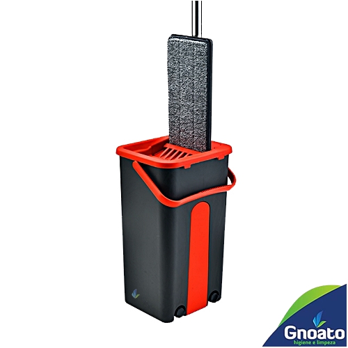Conjunto Flat Mop POWERMAID Lava e Seca (07 L) Com Cabo Telescópico Em Aço