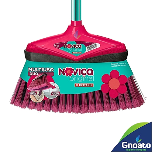 Vassoura Plástica BETTANIN Noviça Original Com Cabo Metálico Plastificado