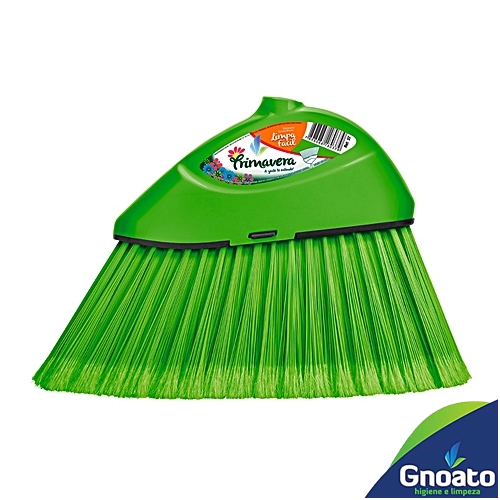 Vassoura Plástica PRIMAVERA Limpa Fácil Com Cabo Em Madeira Plastificado